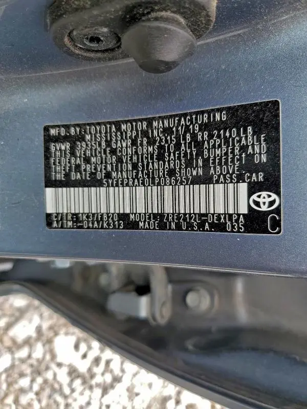 2020 TOYOTA COROLLA LE  