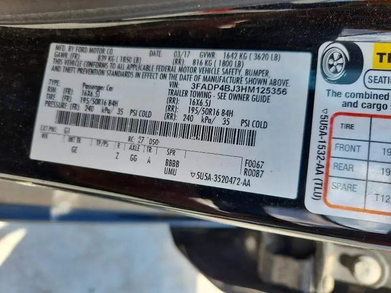 2017 FORD FIESTA SE  