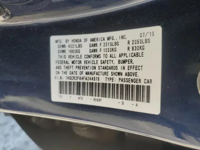 2015 HONDA ACCORD EXL