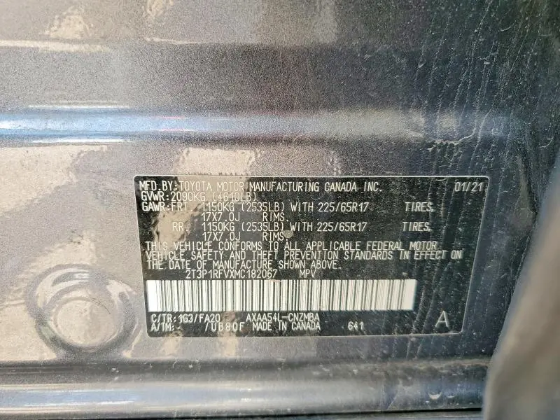 2021 TOYOTA RAV4 XLE  