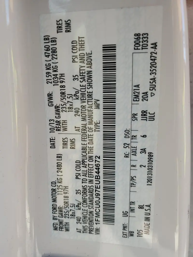 2014 FORD ESCAPE TITANIUM  