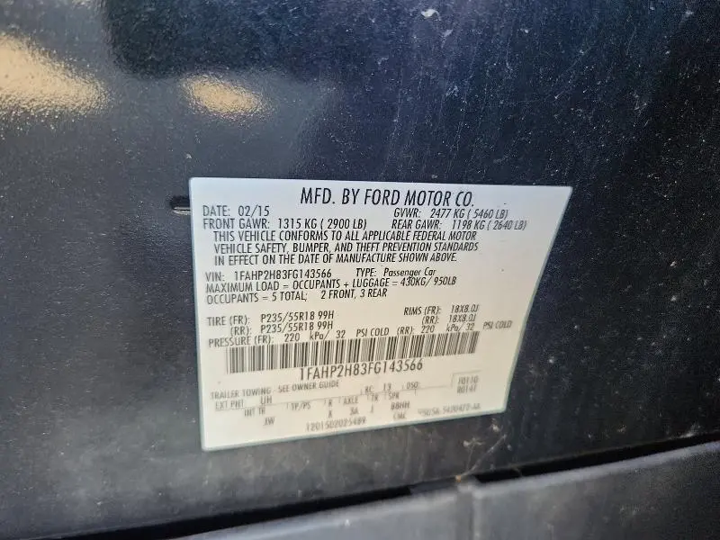 2015 FORD TAURUS SEL  
