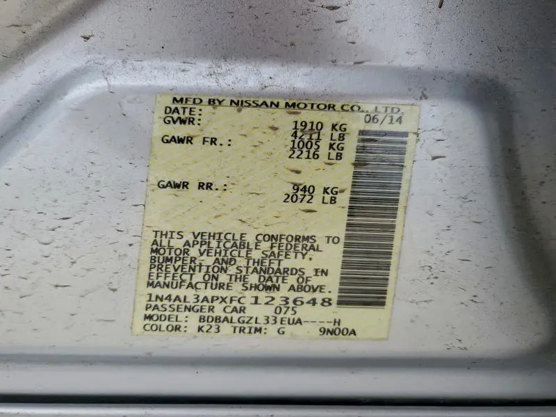 2015 NISSAN ALTIMA 2.5  