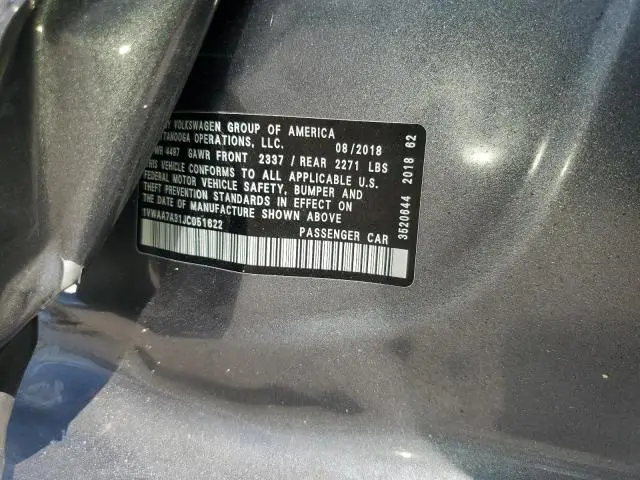 2018 VOLKSWAGEN PASSAT S