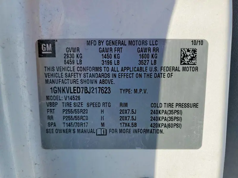 2011 CHEVROLET TRAVERSE LTZ  