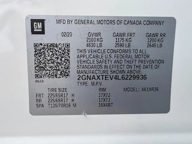 2020 CHEVROLET EQUINOX LT  