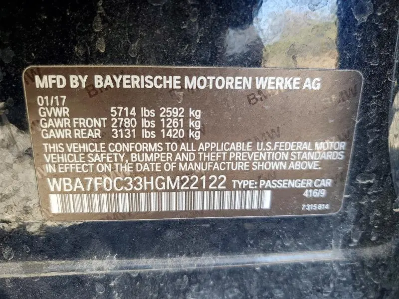 2017 BMW 750 I  