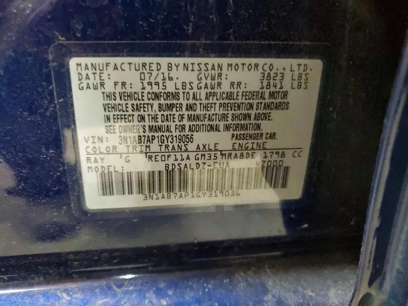 2016 NISSAN SENTRA SV  