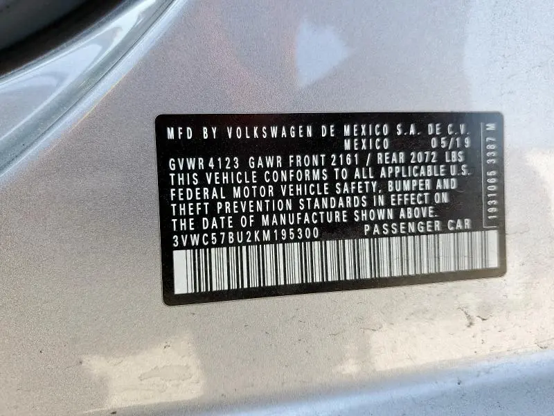 2019 VOLKSWAGEN JETTA S  