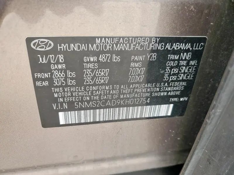 2019 HYUNDAI SANTA FE SE