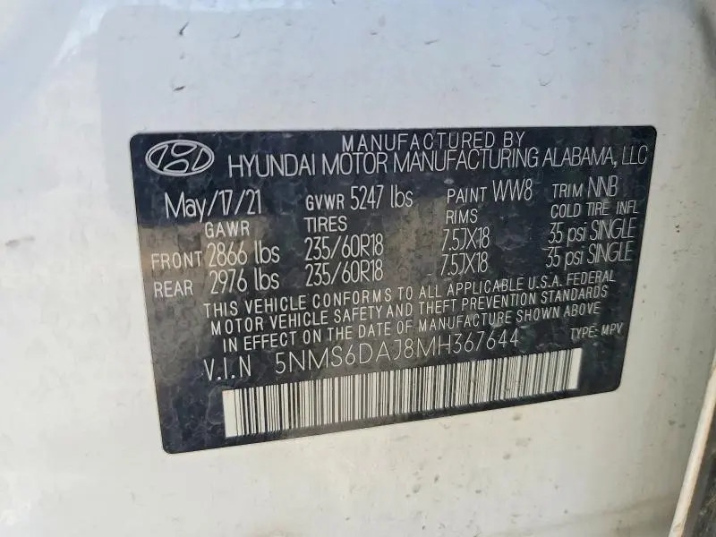 2021 HYUNDAI SANTA FE   