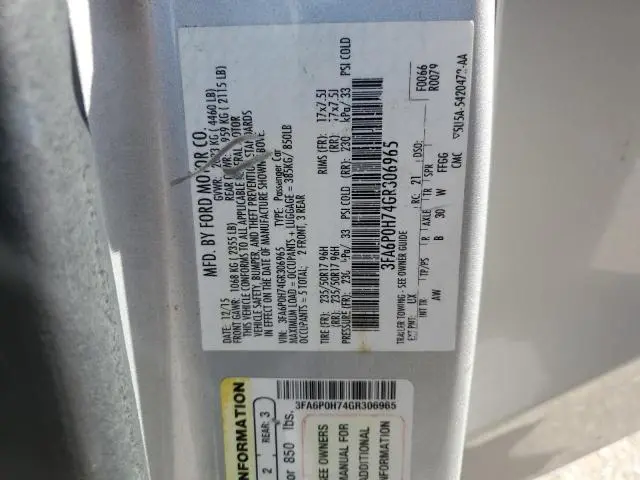2016 FORD FUSION SE  