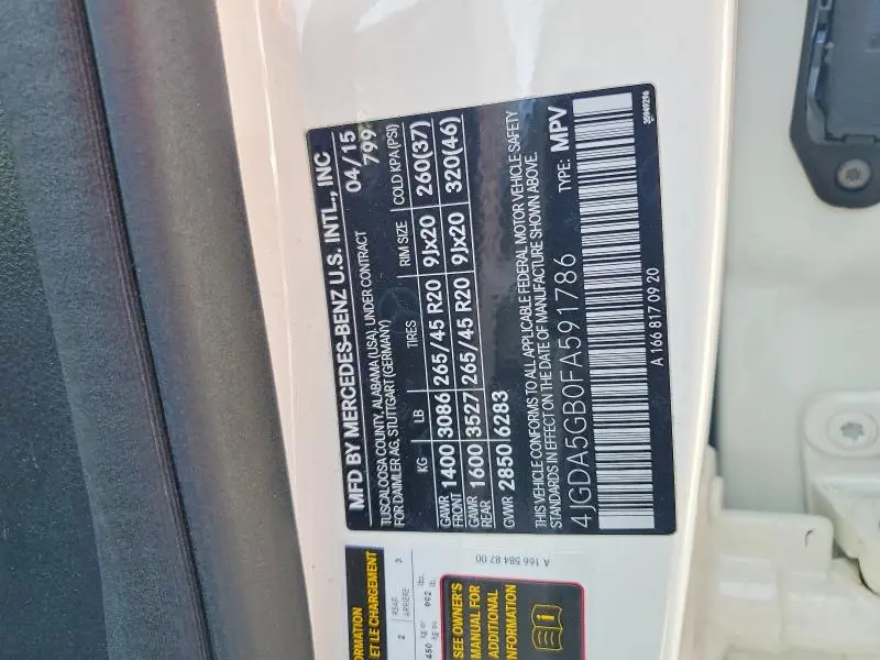 2015 MERCEDES-BENZ ML 400 4MATIC  