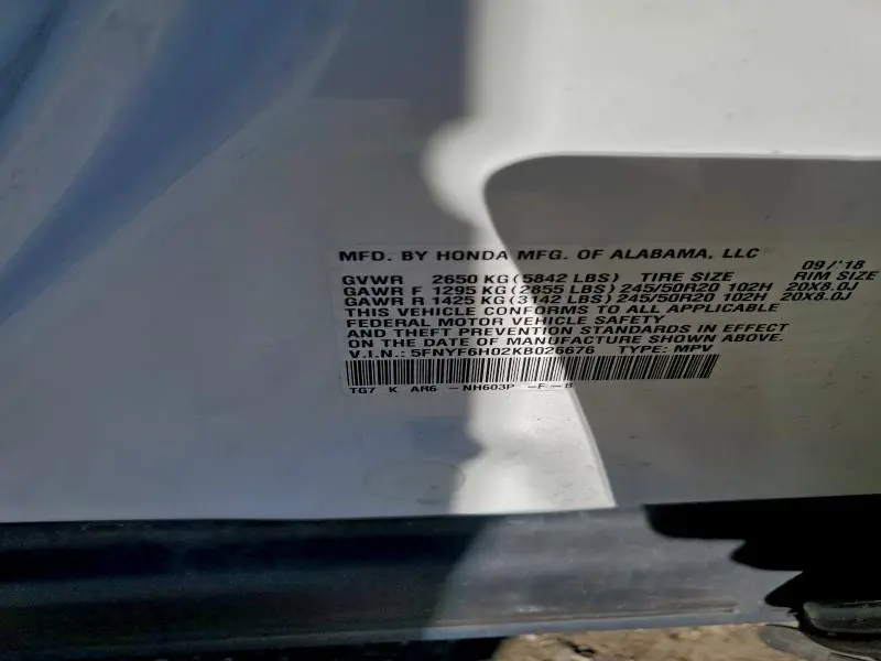 2019 HONDA PILOT ELITE  