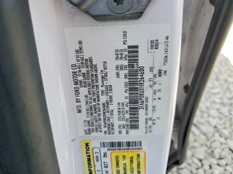 2017 FORD FUSION TITANIUM HEV  