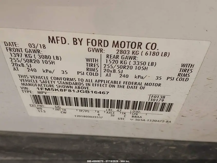 2018 FORD EXPLORER LIMITED