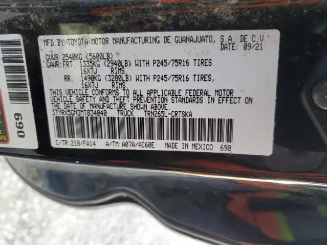 2021 TOYOTA TACOMA ACCESS CAB  