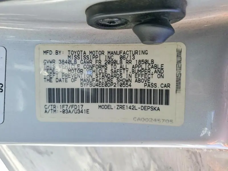 2013 TOYOTA COROLLA S  