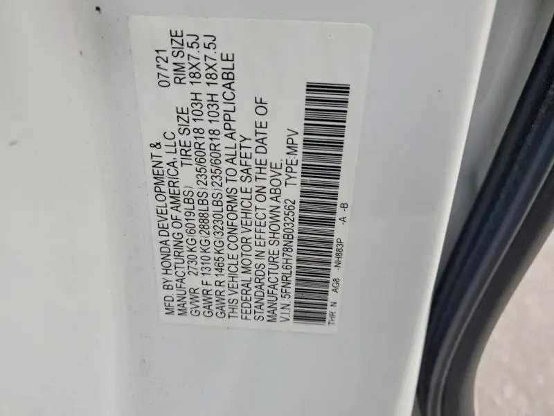 2022 HONDA ODYSSEY EXL  