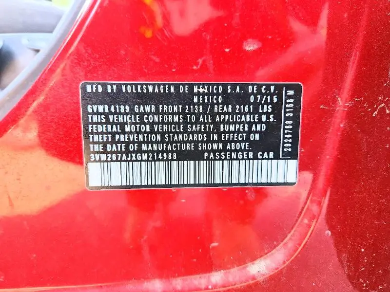 2016 VOLKSWAGEN JETTA S  