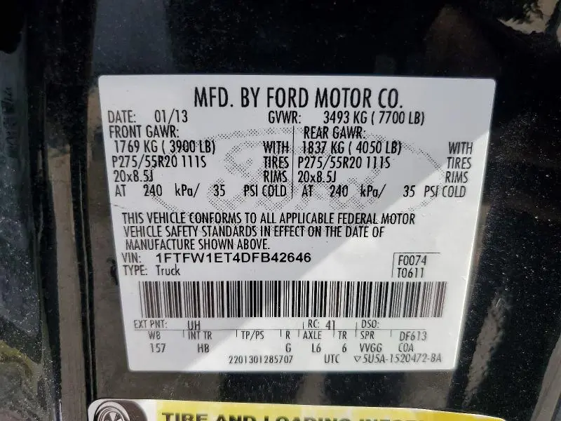 2013 FORD F150 SUPERCREW  