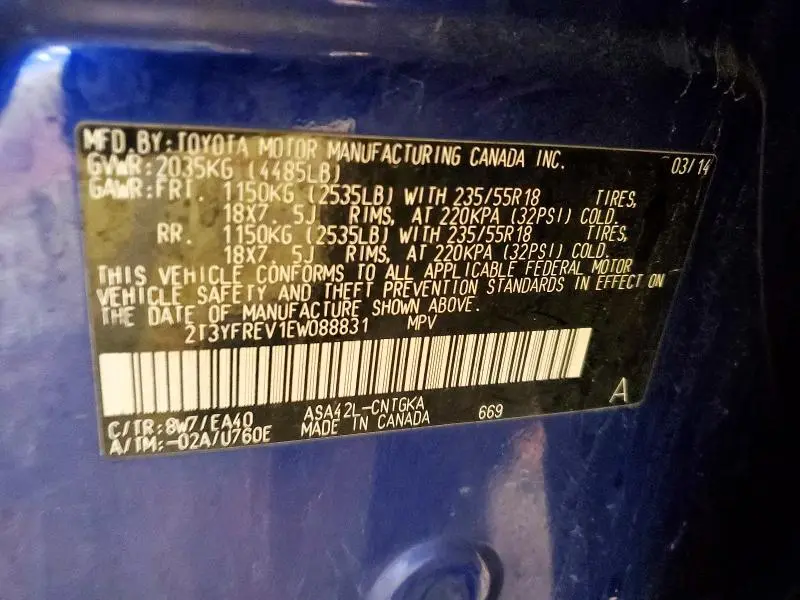 2014 TOYOTA RAV4 LIMITED  