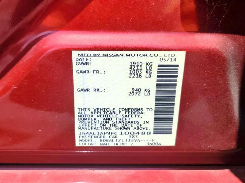 2015 NISSAN ALTIMA 2.5 SL  