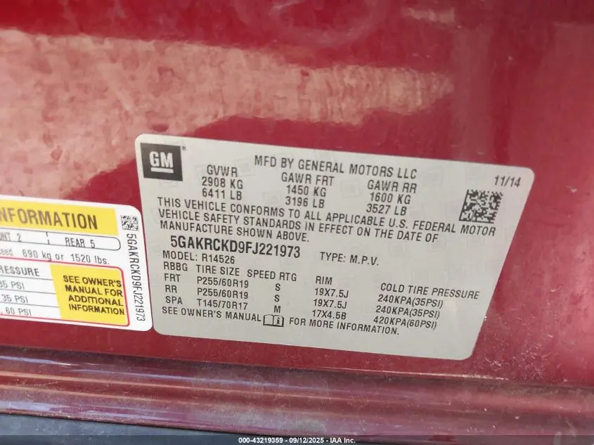 2015 BUICK ENCLAVE PREMIUM