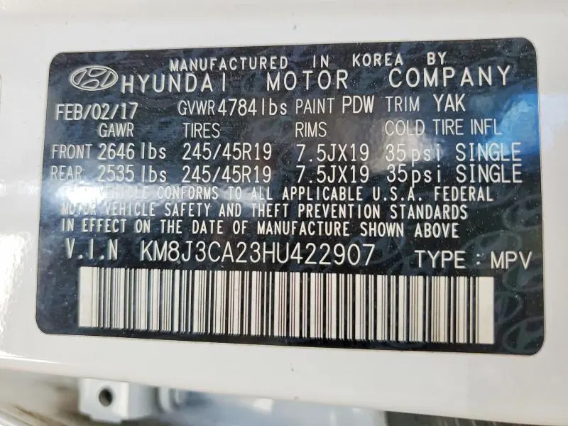 2017 HYUNDAI TUCSON LIMITED  