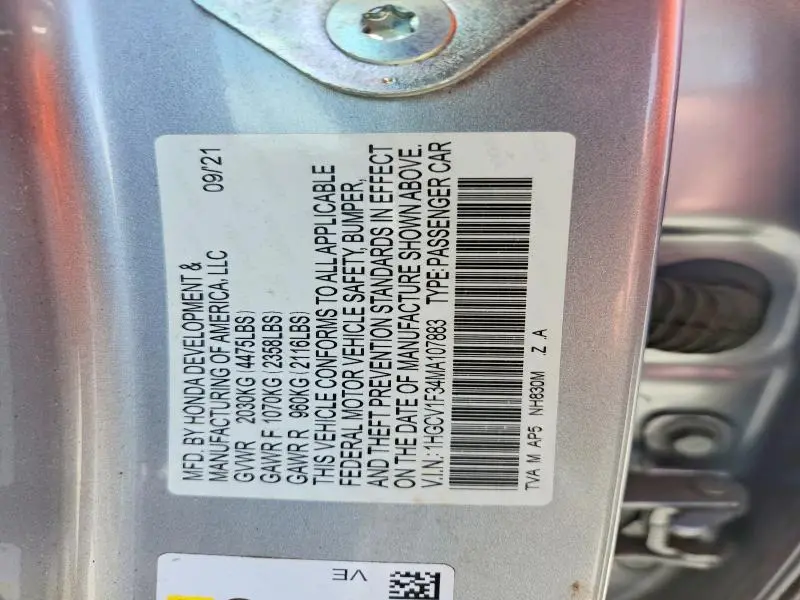 2021 HONDA ACCORD SPORT  