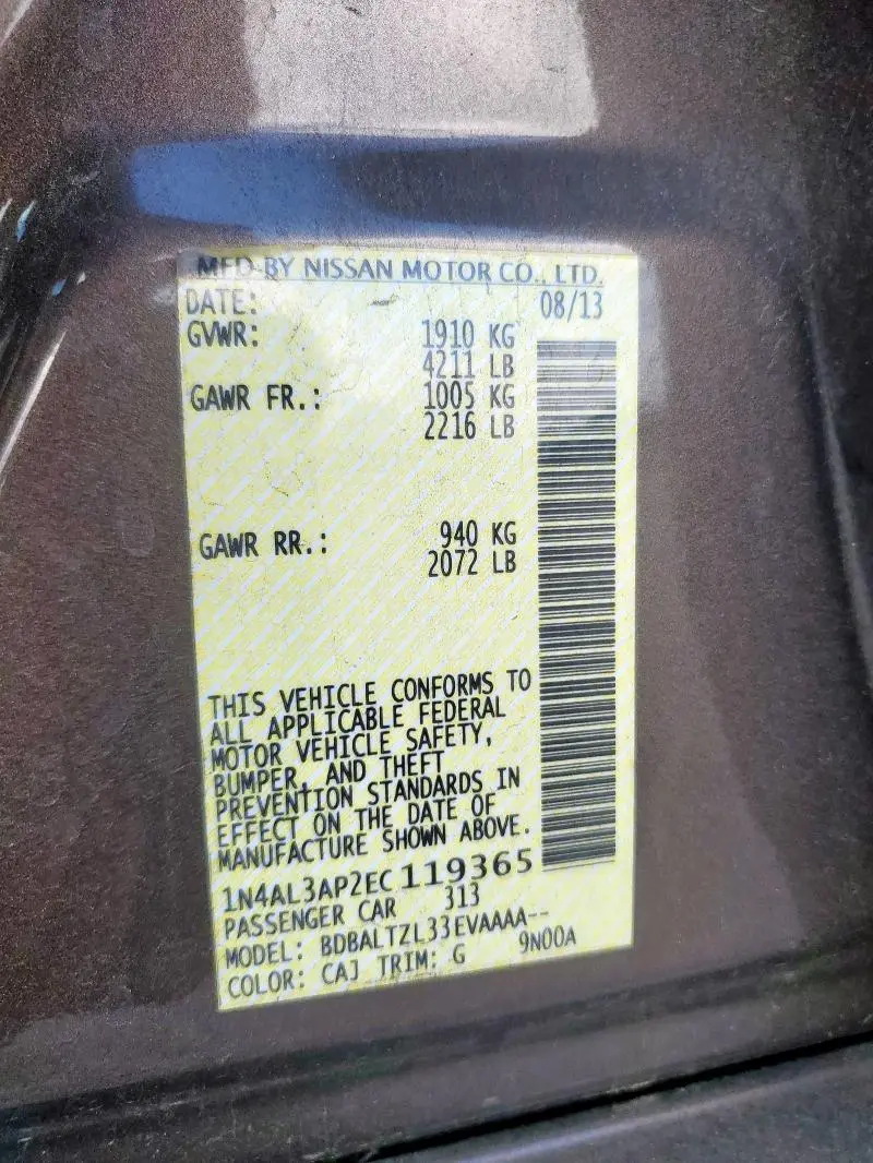 2014 NISSAN ALTIMA 2.5  