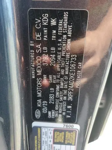 2019 KIA FORTE FE