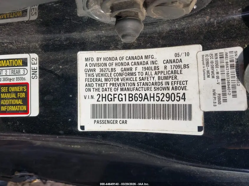 2010 HONDA CIVIC LX