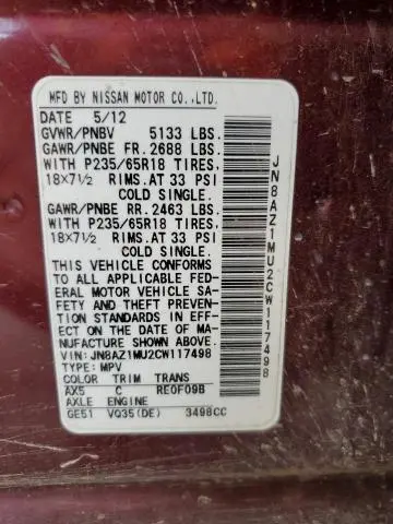 2012 NISSAN MURANO S  