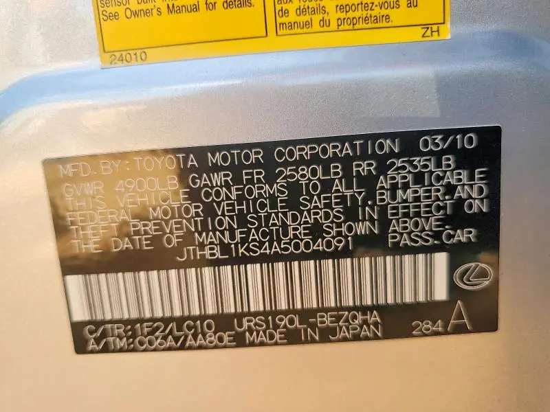 2010 LEXUS GS 460 BASE  