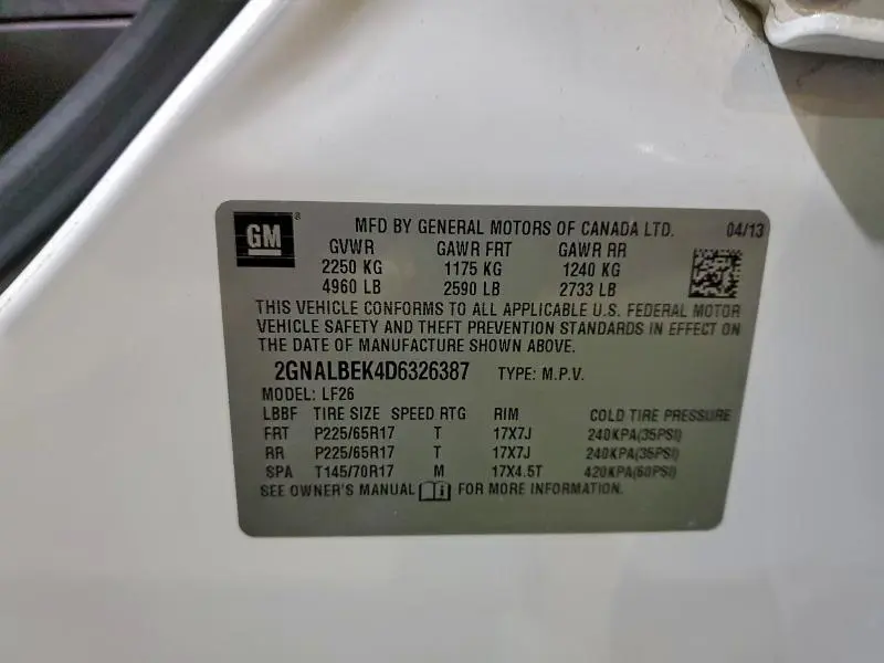 2013 CHEVROLET EQUINOX LS  