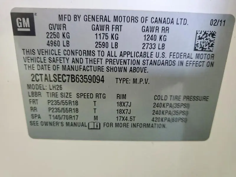 2011 GMC TERRAIN SLE  