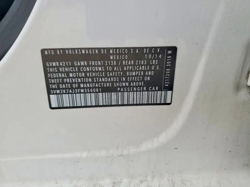 2015 VOLKSWAGEN JETTA BASE  