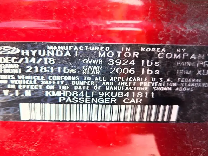 2019 HYUNDAI ELANTRA SEL  
