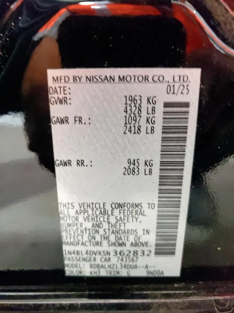 2025 NISSAN ALTIMA SV  
