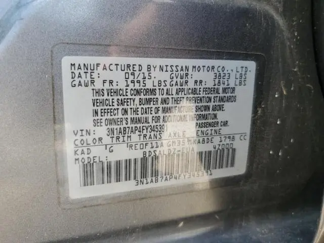 2015 NISSAN SENTRA S  
