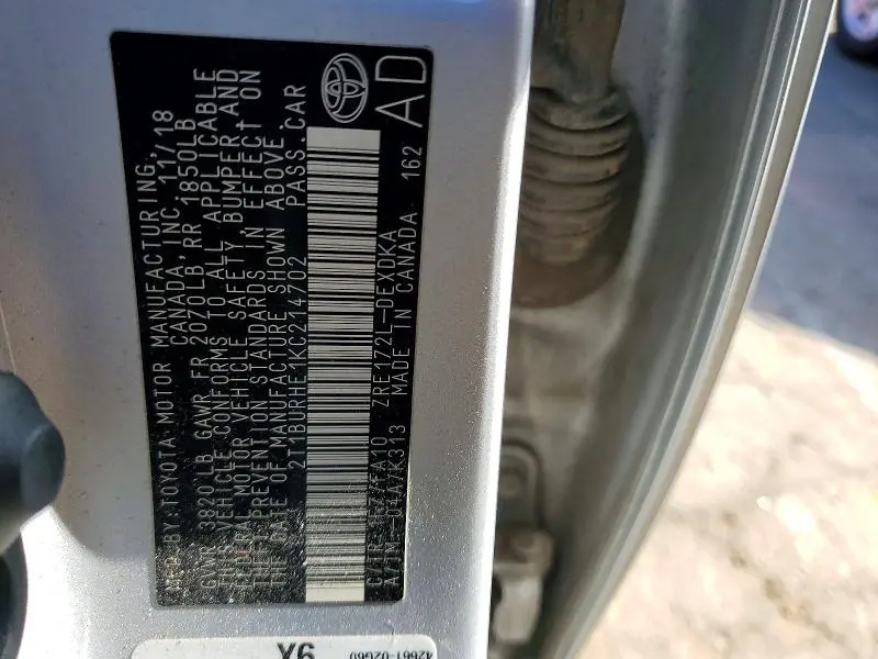 2019 TOYOTA COROLLA L  