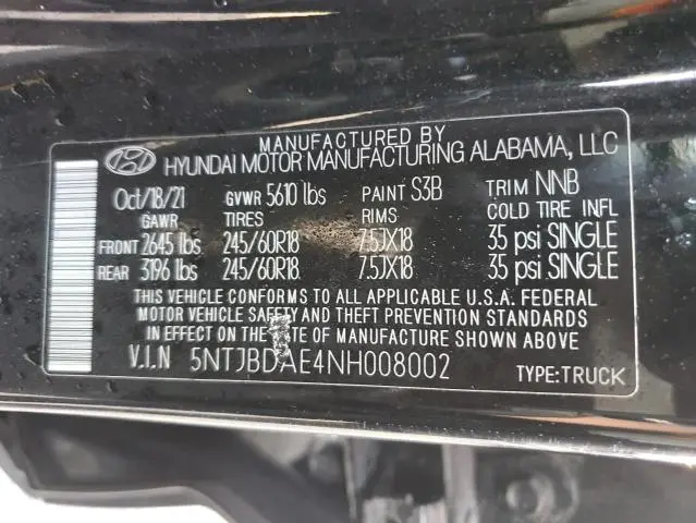 2022 HYUNDAI SANTA CRUZ SEL  