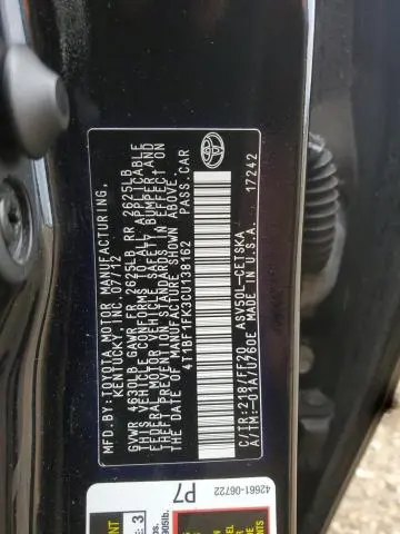 2012 TOYOTA CAMRY BASE  