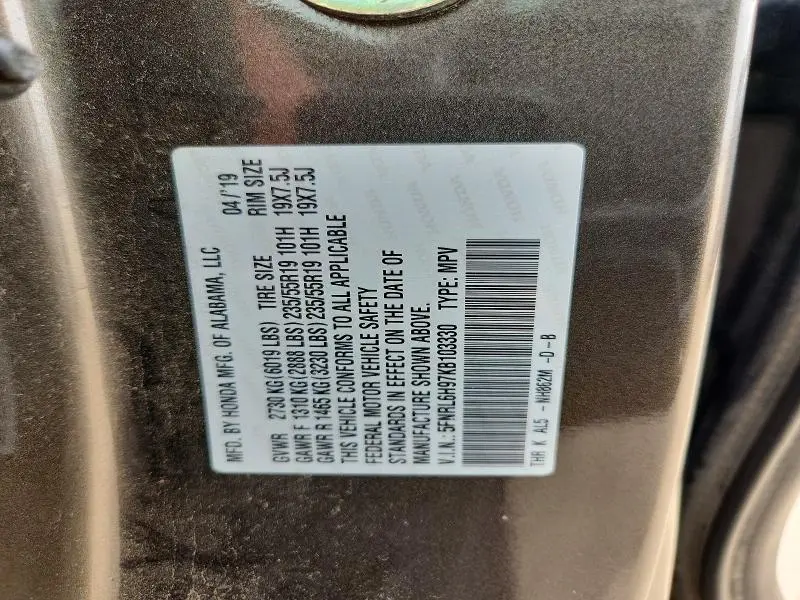 2019 HONDA ODYSSEY ELITE  