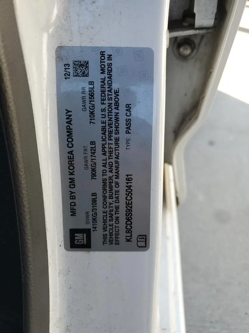 2014 CHEVROLET SPARK 1LT