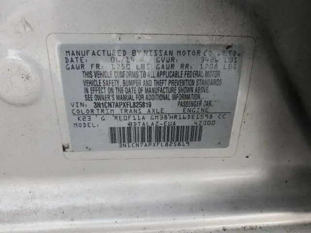 2015 NISSAN VERSA S  