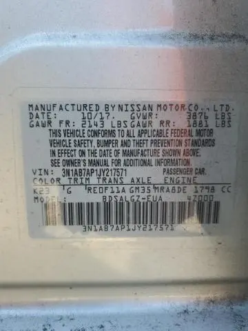 2018 NISSAN SENTRA S  