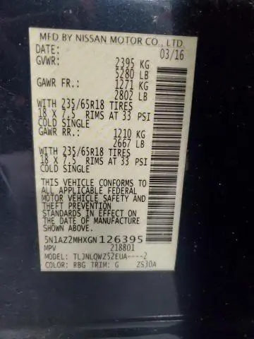 2016 NISSAN MURANO S  