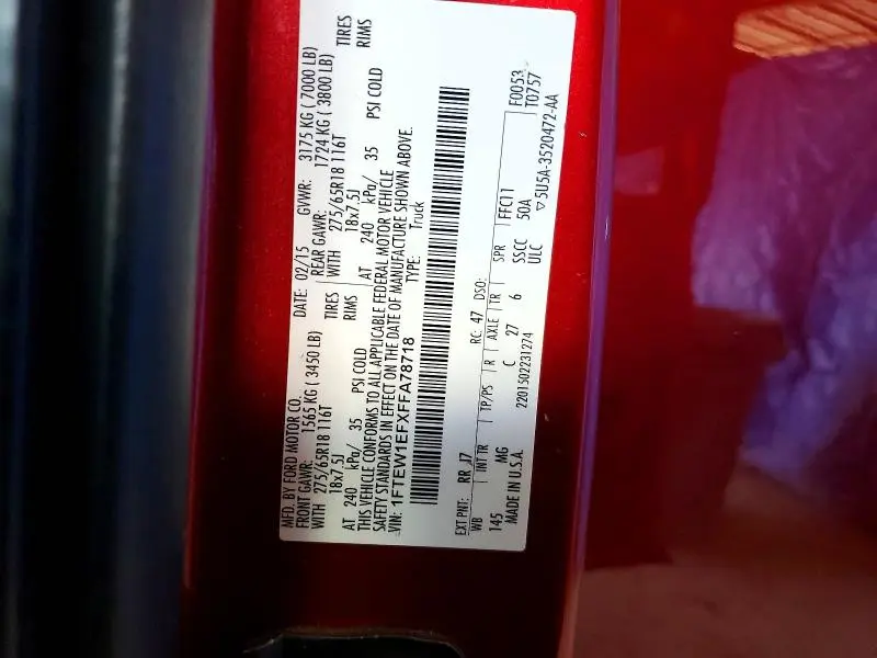 2015 FORD F150 SUPERCREW  